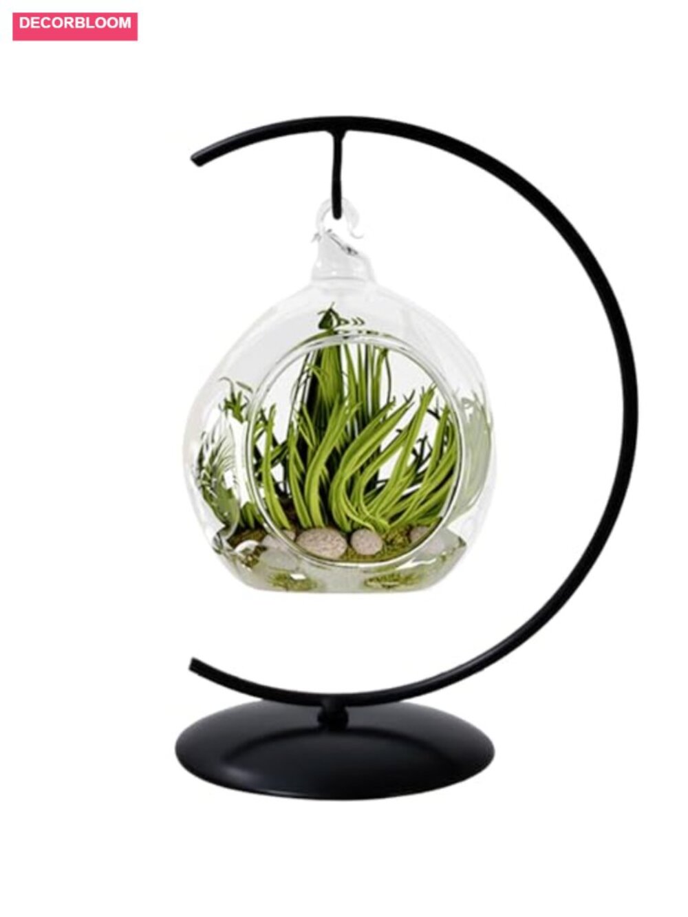 Metal Ornament Display Stand Hanging Hook Holder for Glass Globe Terrarium Home
